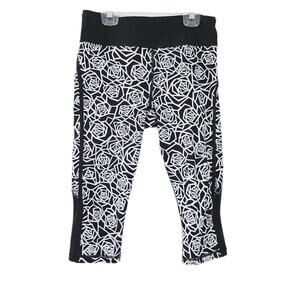 Lululemon REAL QUICK CROP PANTS Black White Posey FULL-ON LUXTREME Size 6